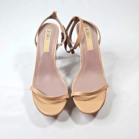 DELTAN Tan Leather Strappy Sandals/Heels Size 10M - Picture 2 of 7
